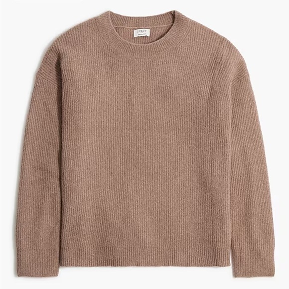 J crew heather brown dove Ribbed boyfriend crewneck sweater in extra-soft - Picture 3 of 4